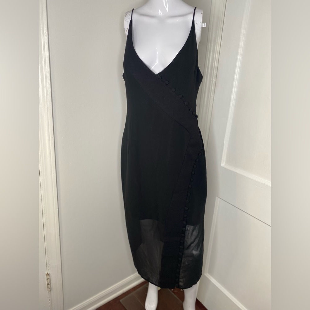 C/MEO COLLECTIVE NWT Revolve Presence Midi Elegant Black Sleeveless Dress
